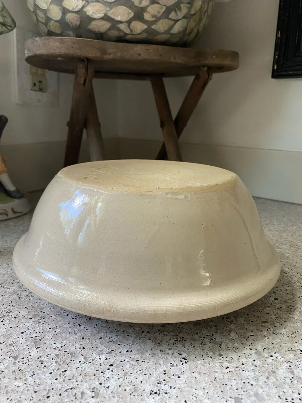 Vintage Signed Cream Colored Ceramic Pottery Chicken Roaster